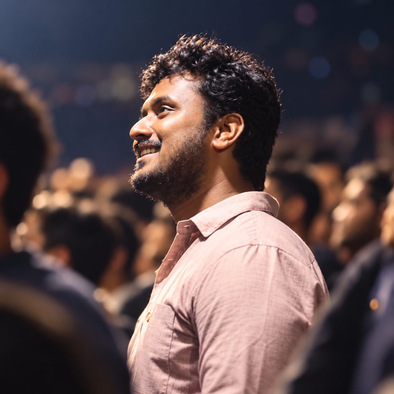 Viswakesh, in a crowd